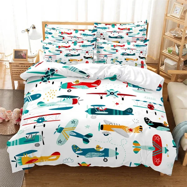 Recyclable Cartoon Kids Helicopter amp Car Duvet Cover Set Specialty