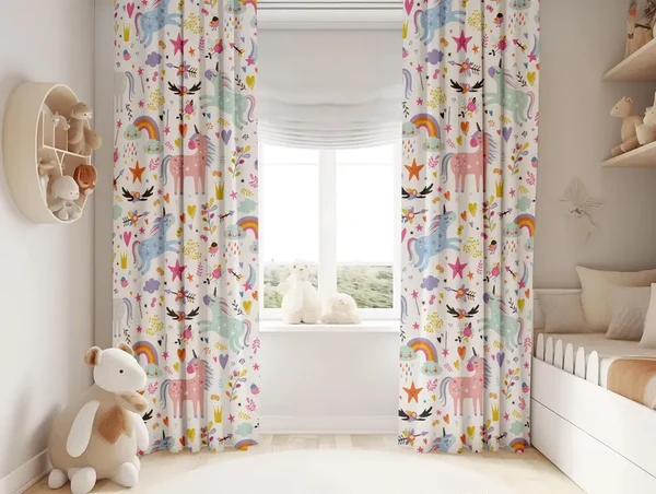Crafted Unicorn Rainbow Kids Curtains – al Drapes for Nursery or Bedroom Trusted