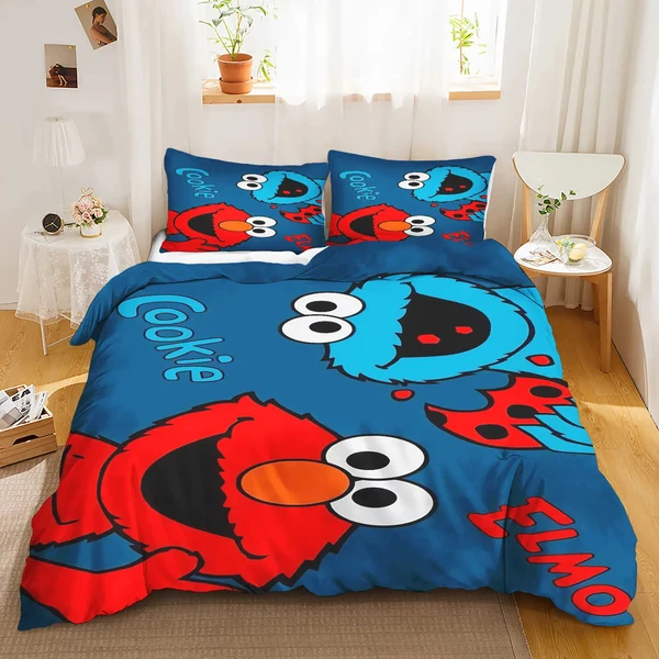 Smooth Sesame Street Duvet Cover Set – Cookie Monster amp Elmo Kids Bedding Advanced