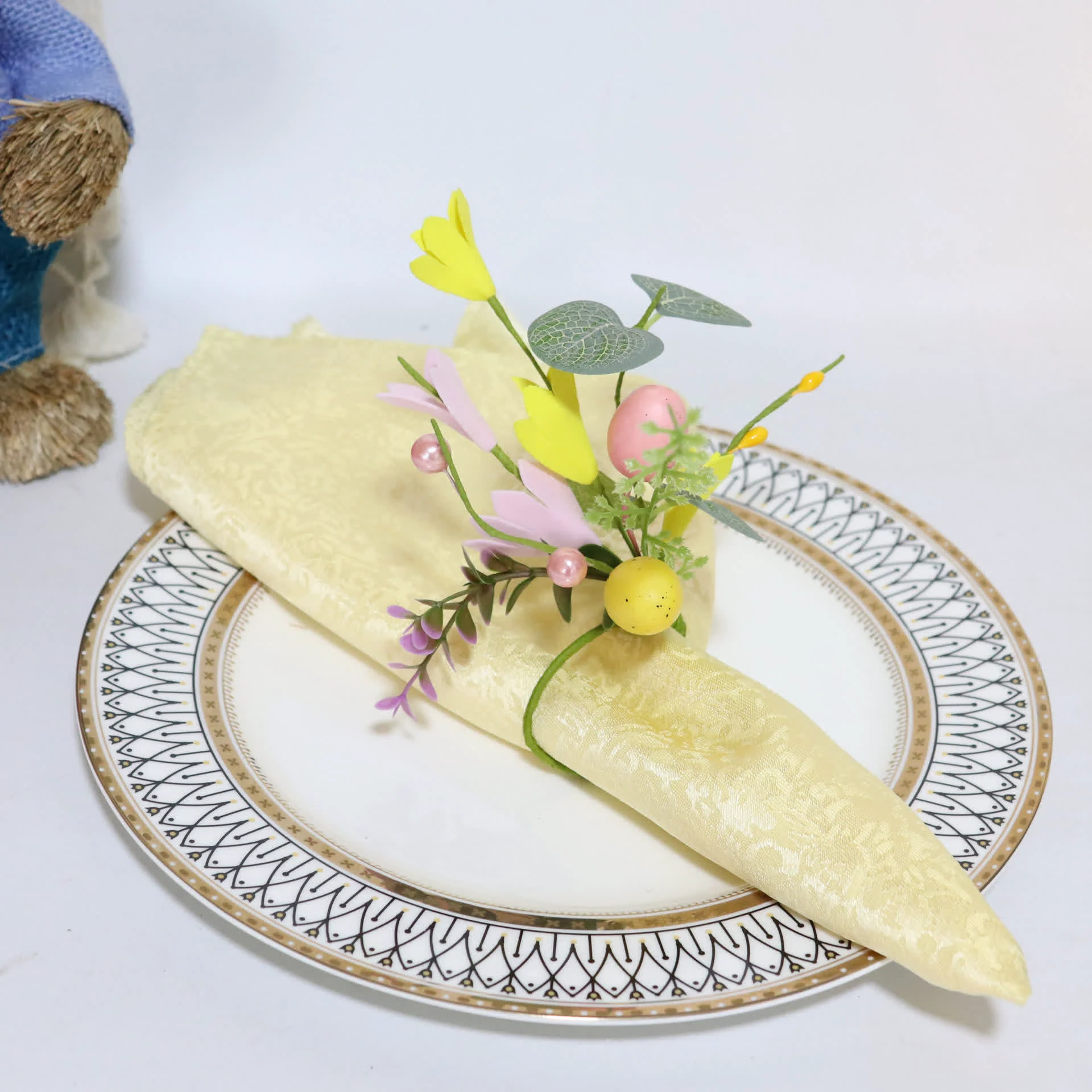 Contemporary Ownkoti Easter Egg amp Forsythia Spring Napkin Ring Set Reliable