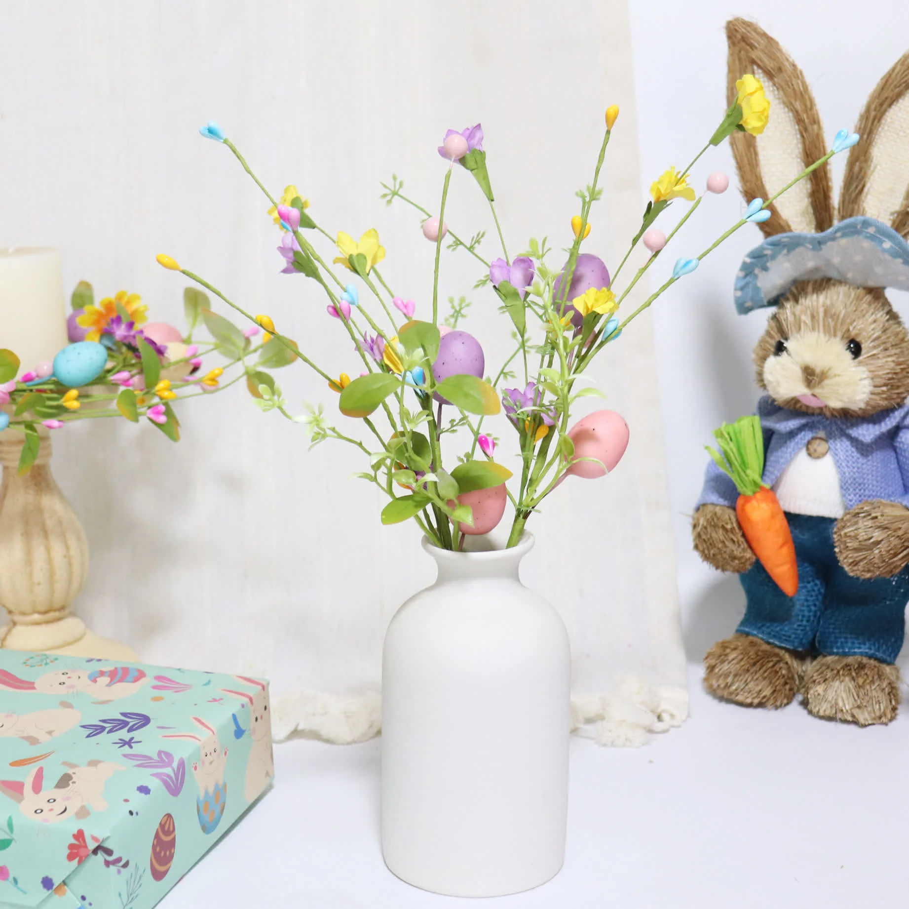 Proven Ownkoti Easter Egg Branch with Green Leaves amp Blossoms Stylish