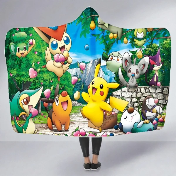 Soft Pokémon Anime Hooded Blanket for Kids amp Adults Casual
