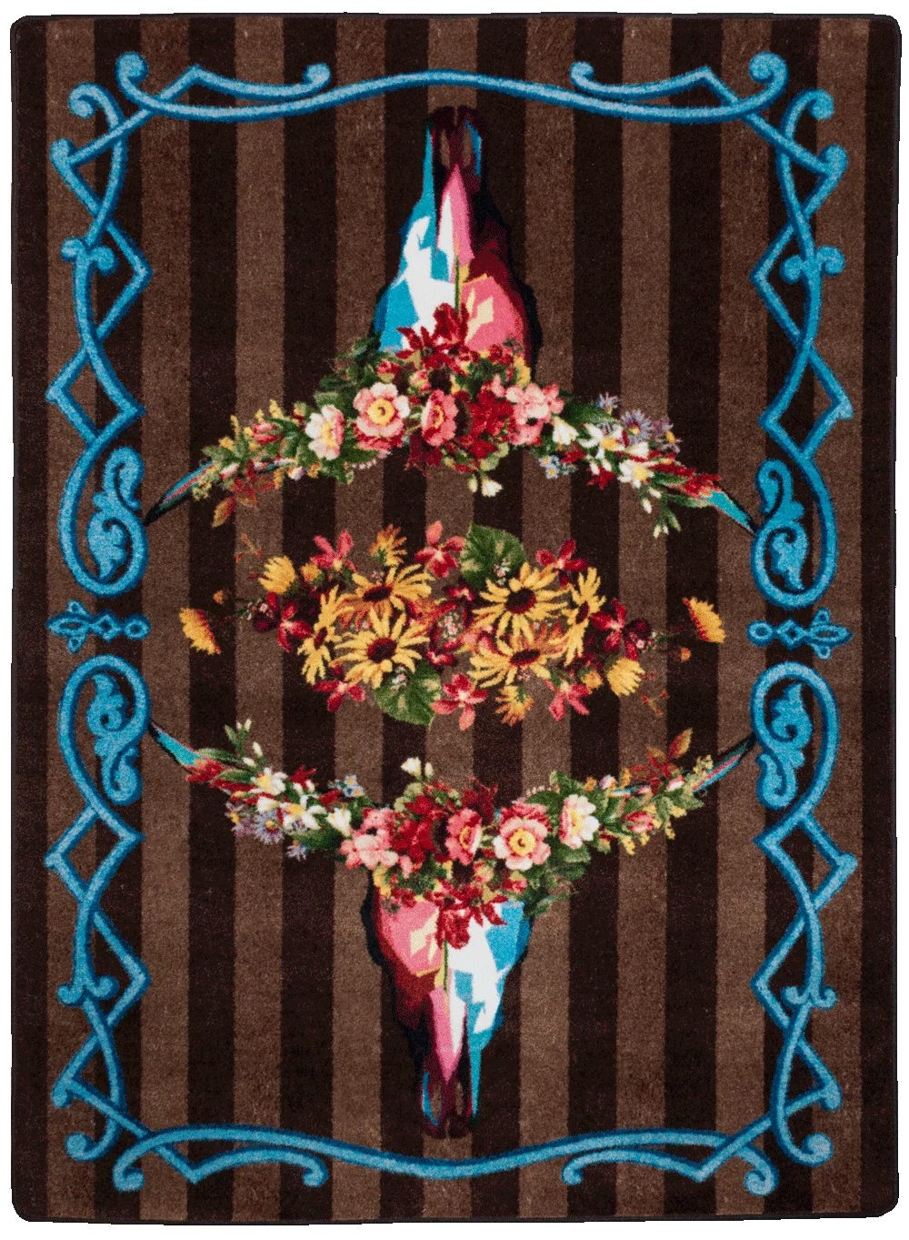 Fast Ruiz Floral Longhorn Rug – Chocolate Sustainable