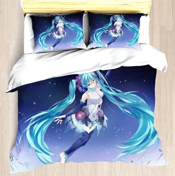 Fine Hatsune Miku Anime Bedding Set – Cartoon Duvet Cover for Kids Teens amp Fans Fast