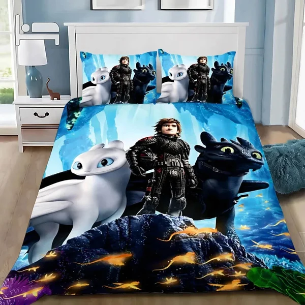 Elite How to Train Your Dragon Quilt Cover – Toothless Bedding Set For Boys amp Girls Fashionable