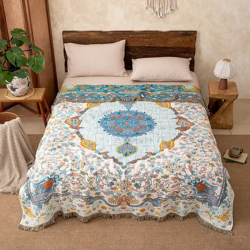 Easy-to-Use Ownkoti Vintage Style Cotton Tassel Quilt Blanket Recyclable