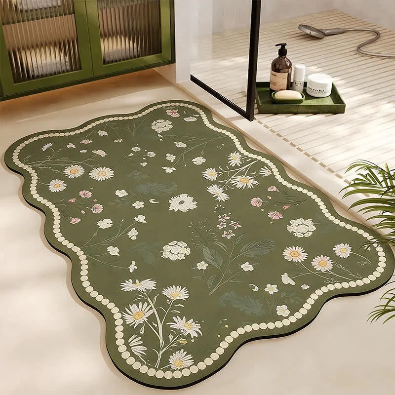 Exceptional Ownkoti Vintage Wildflower Diatom Mud Bath Mat Traditional
