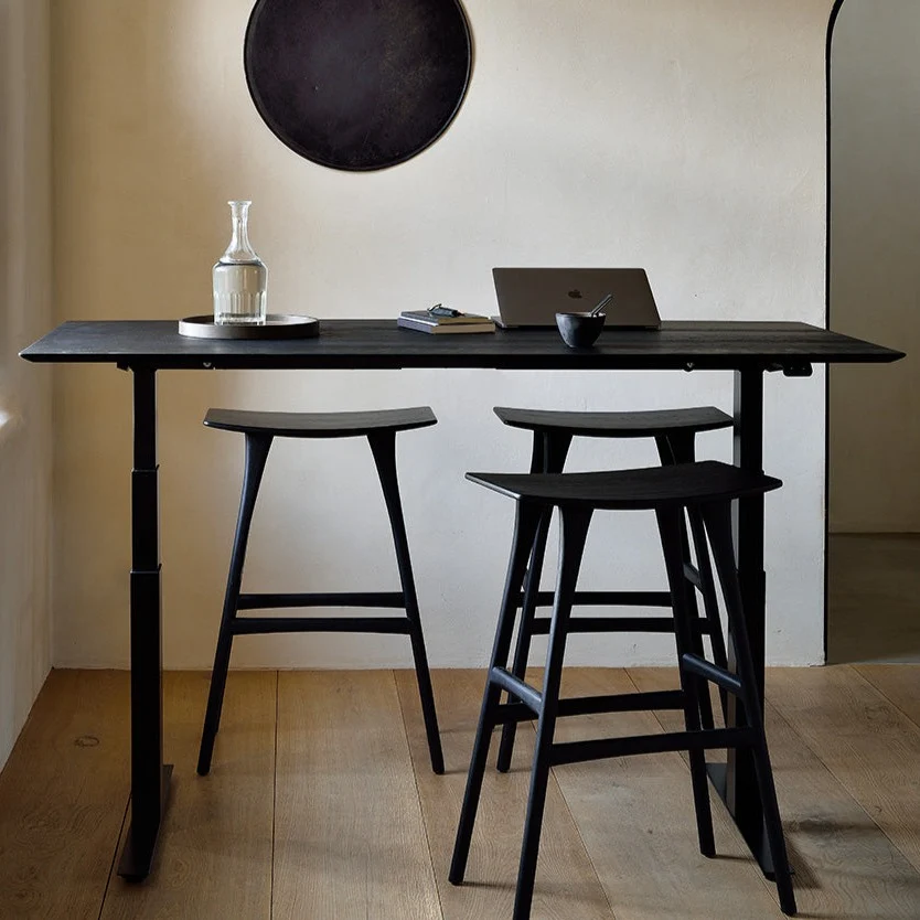 Proven Bok Adjustable Solid Black Oak Desk Black Base 79 quot Effective