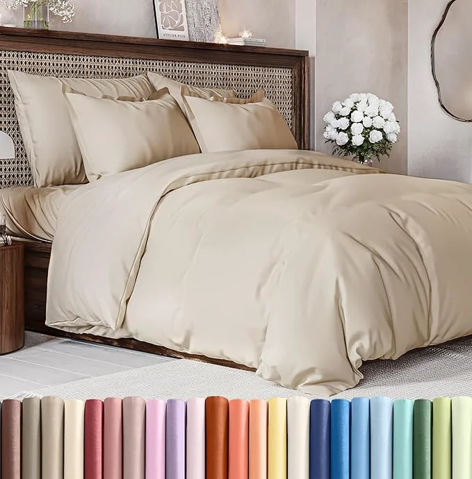Pure Duvet Cover Full Size Set – Extra Soft Full Duvet Cover 80 quot x 90 quot with 2 Pillow Shams – Hotel Luxury Easy Care and Fade w Zipper Closures amp Ties – All Season Comfy Cozy amp Breathable Wheat Consistent
