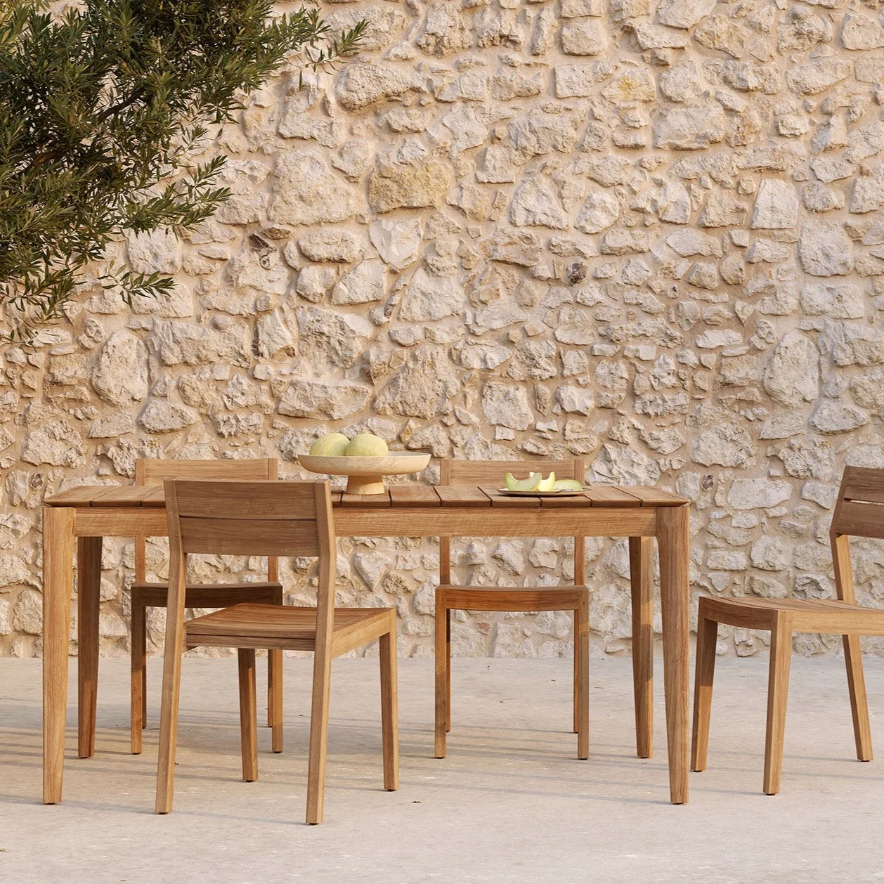 High-Grade Bok Solid Teak Outdoor Dining Table 64 quot Lightweight