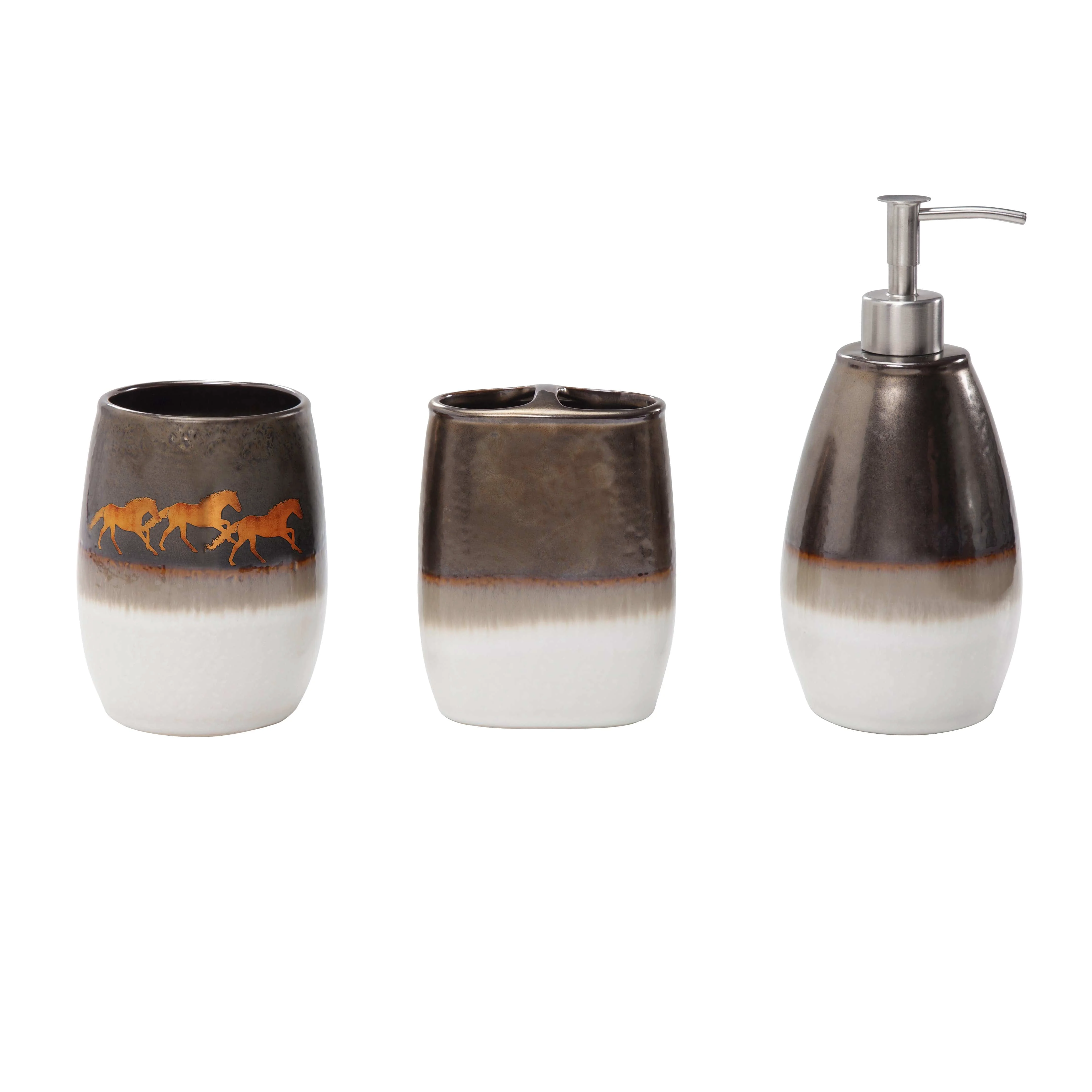 Elegant Running Remuda Ceramic Countertop Bathroom Set 3 Pc Artisan