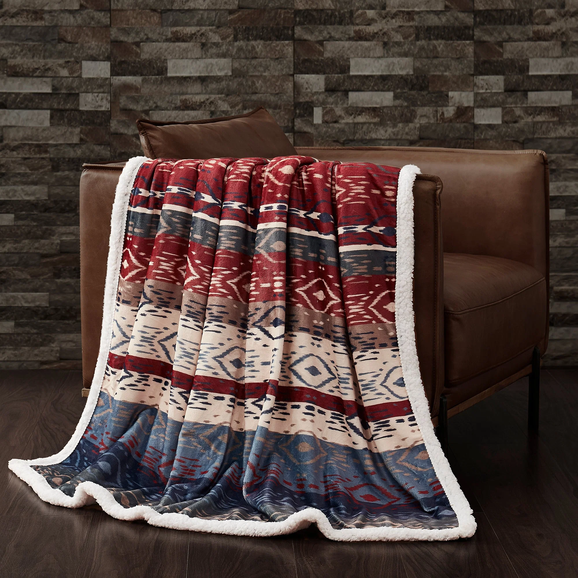 Refined Home on the Range Aztec Campfire Sherpa Throw Artisan