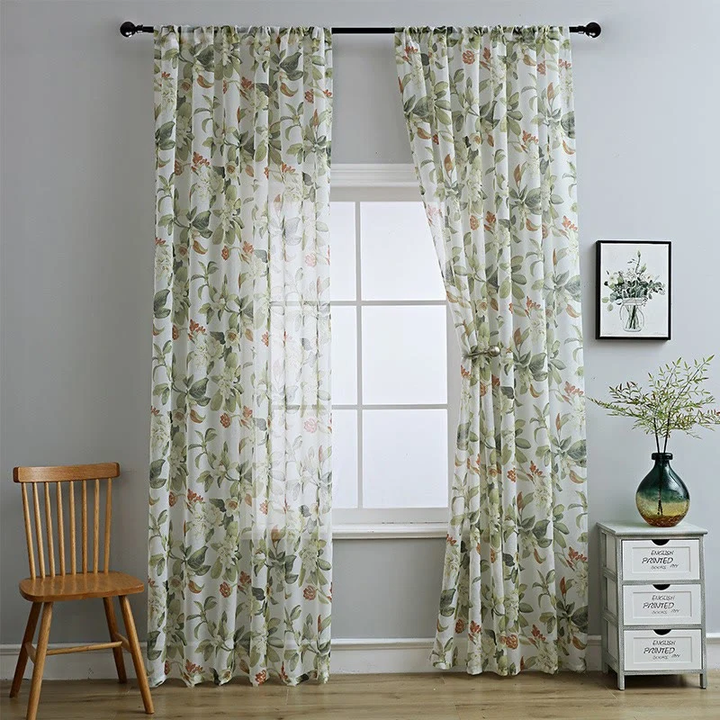 Top-Quality Ownkoti Refresh Floral Rod Pocket Cotton Linen Curtain Comfortable
