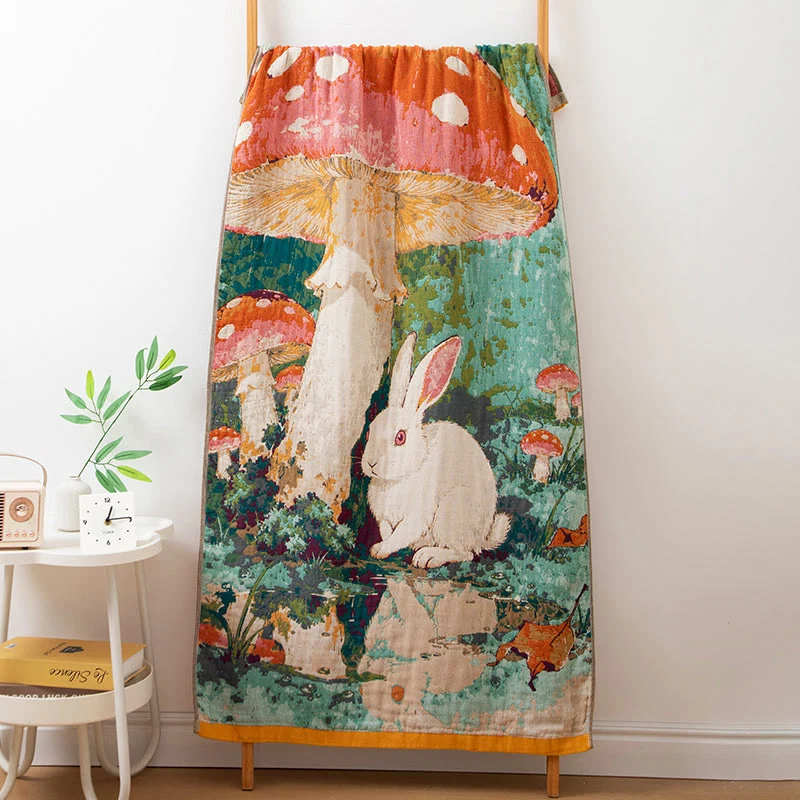 Original Design Ownkoti Mushroom amp Bunny Cotton Gauze Bath Towel Specialty