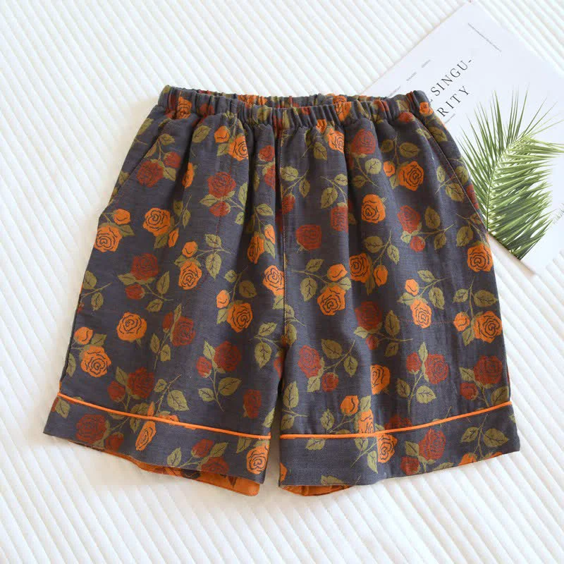 Fine Crafted Ownkoti Pastoral Rose Cotton Gauze Pajama Shorts Certified
