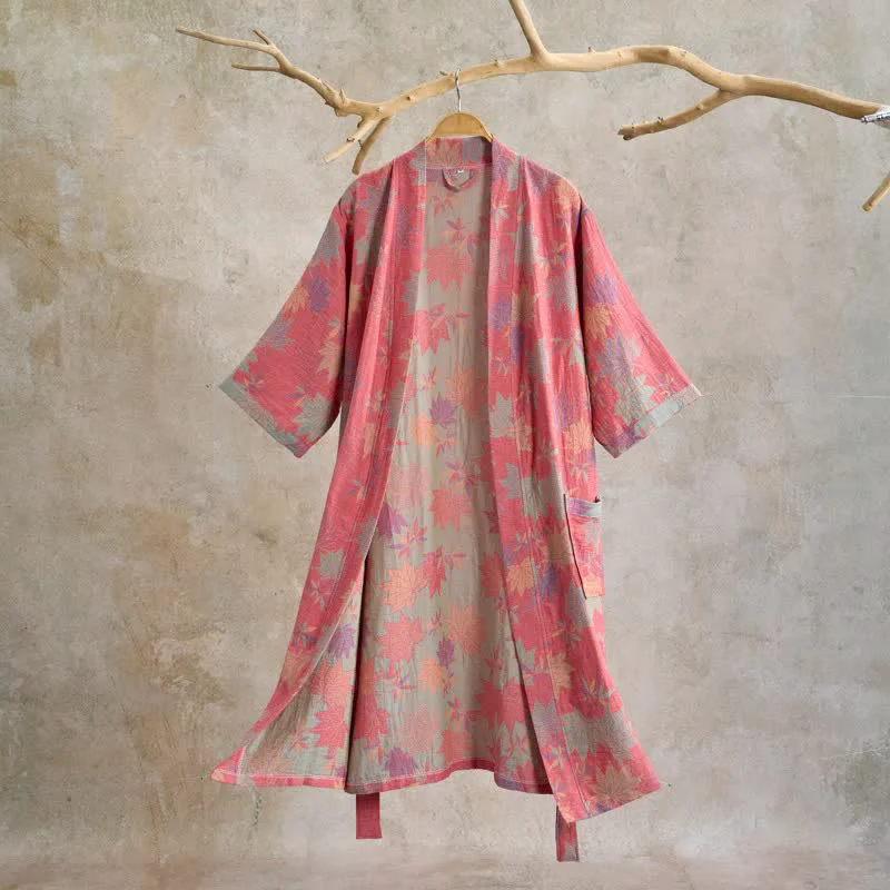 Authentic Ownkoti Double Gauze Maple Leaf Cotton Kimono Robe Pure