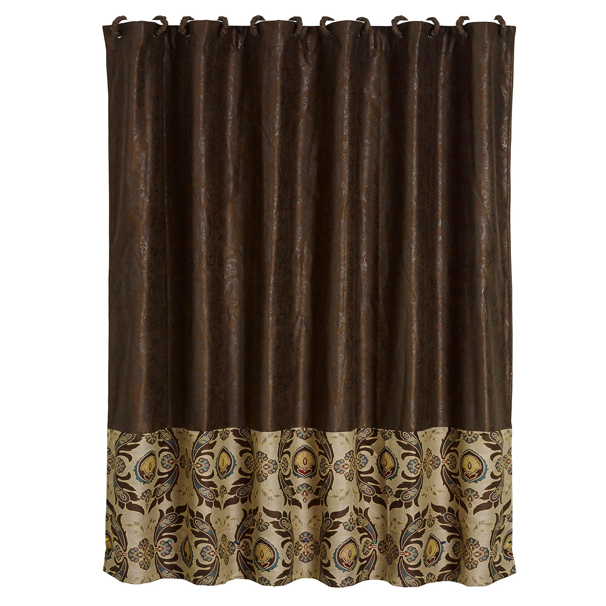 Green Loretta Faux Tooled Leather Shower Curtain Stylish