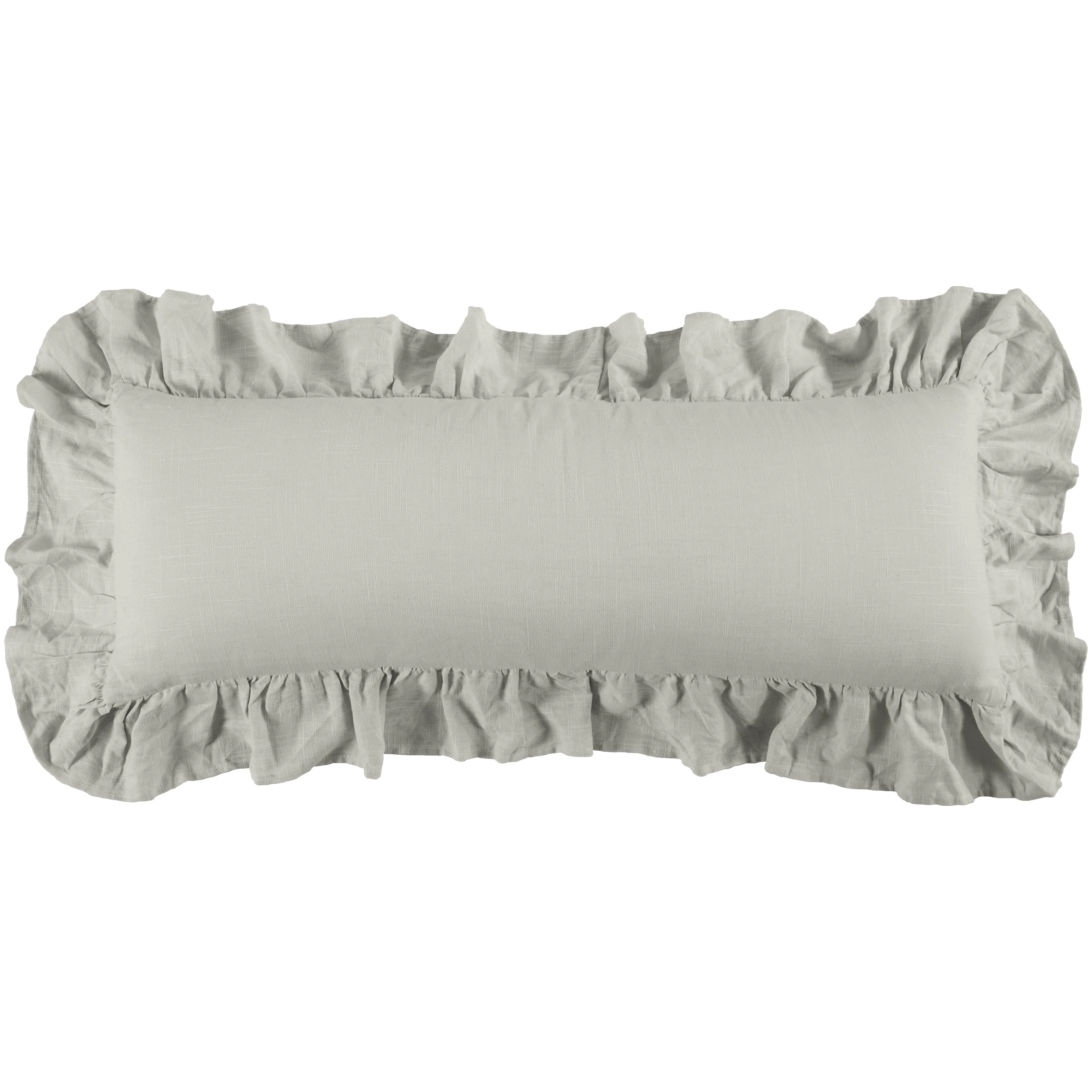 Fine Crafted Luna Washed Linen Ruffled Lumbar Pillow Luxury