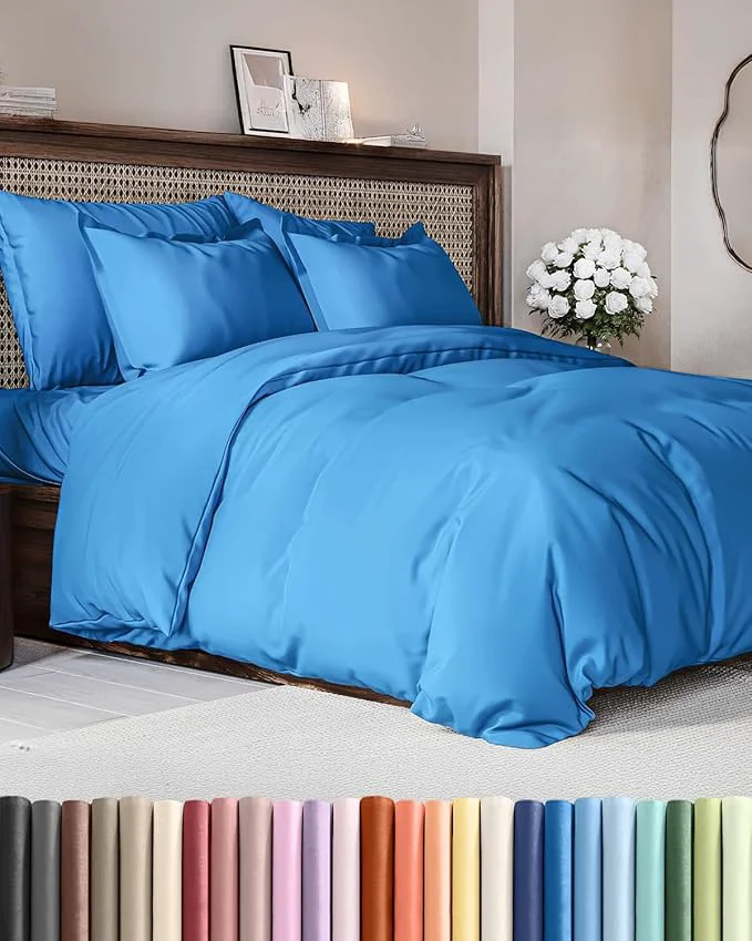 Modern Duvet Cover King Size Set – Extra Soft King Duvet Cover 104 quot x 90 quot with 2 Pillow Shams – Hotel Luxury Easy Care amp Fade w Zipper Closures amp Ties – All Season Comfy and Breathable Royal Blue Environmentally Friendly