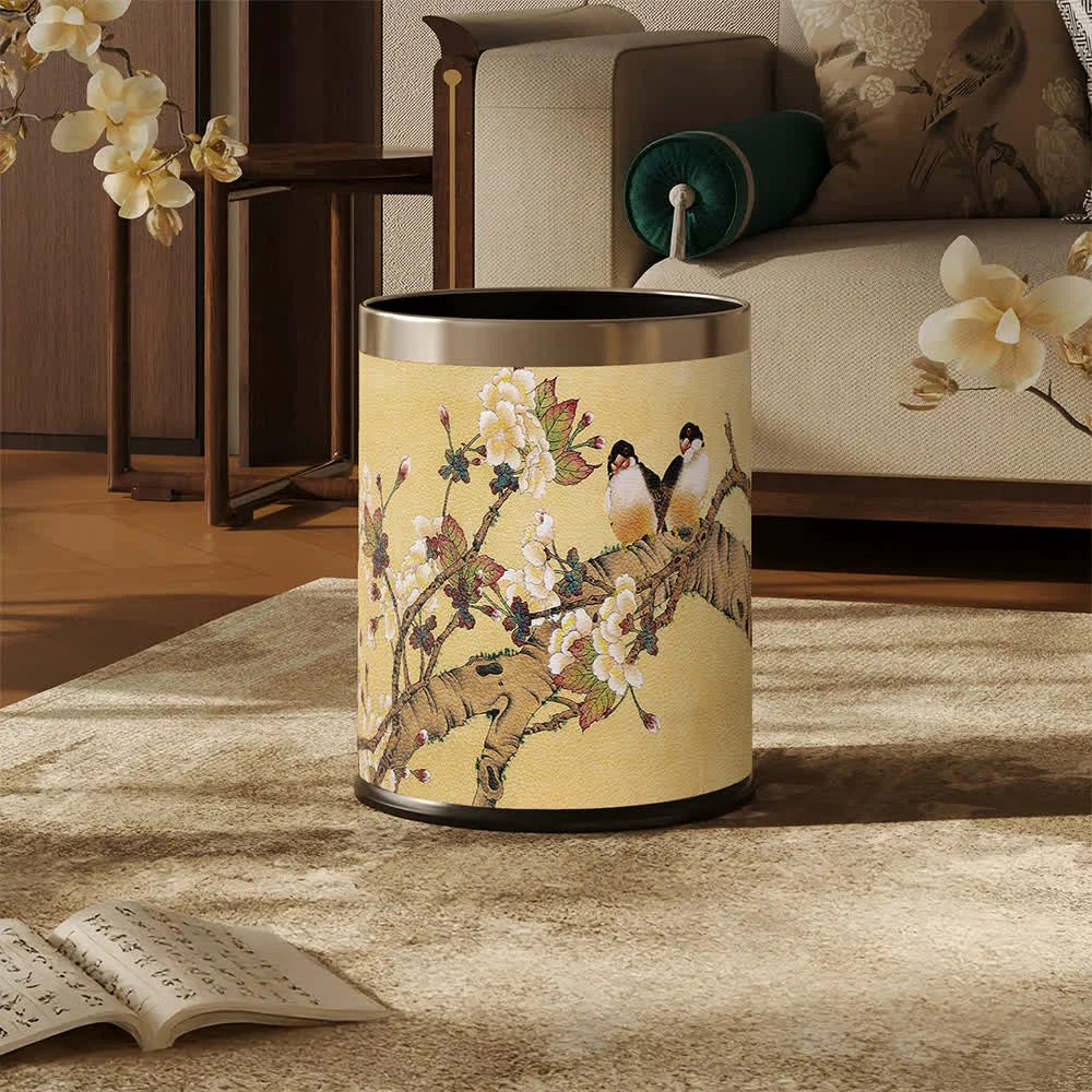 Smart Ownkoti Vintage Chinoiserie Floral amp Bird Trash Can Pure