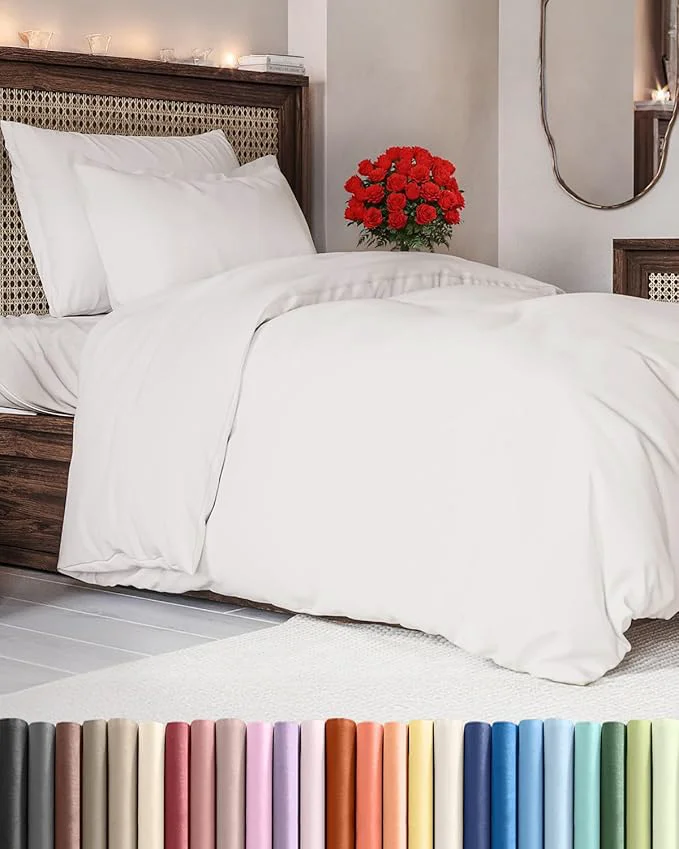 Recyclable Duvet Cover Twin Twin XL Size Set – Extra Soft Twin Twin XL Duvet Cover 68 quot x 90 quot with 1 Pillow Sham – Hotel Luxury Easy Care Fade w Zipper Closures amp Ties – Comfy amp Breathable Antique White High-Grade
