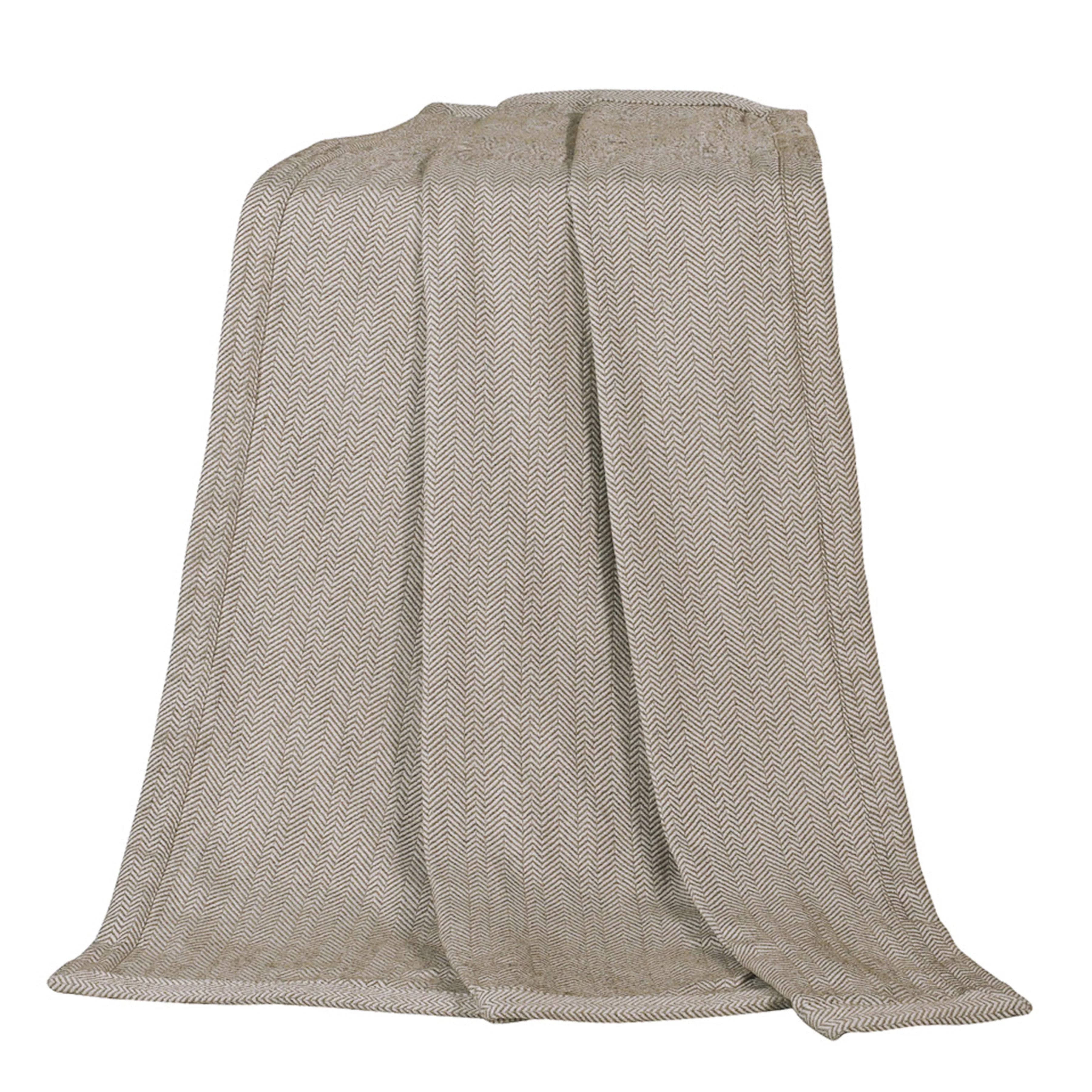 Selected Fairfield Herringbone Taupe Throw Blanket Minimalist