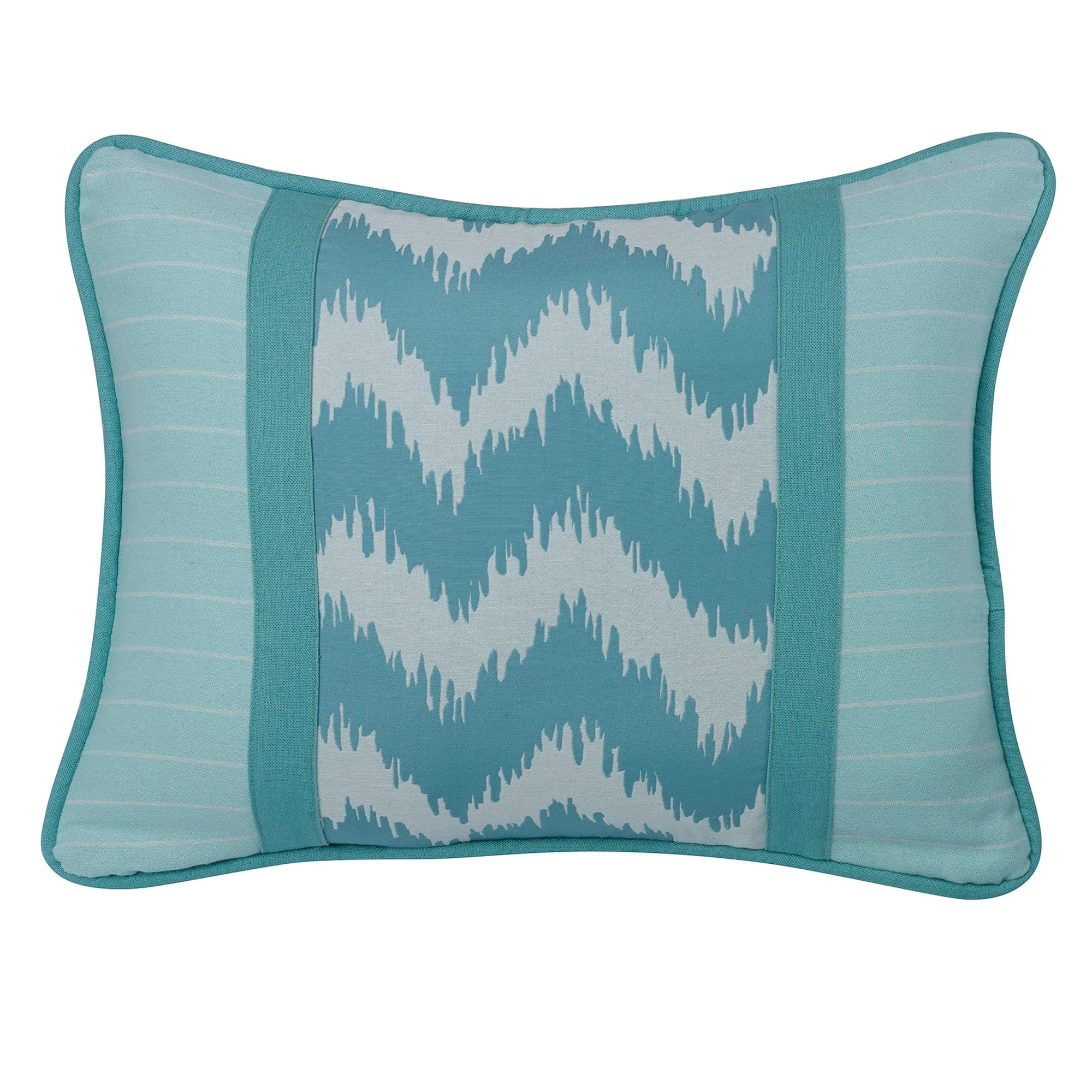Top-Quality Chevron Print Accented Blue Striped Pillow Clean
