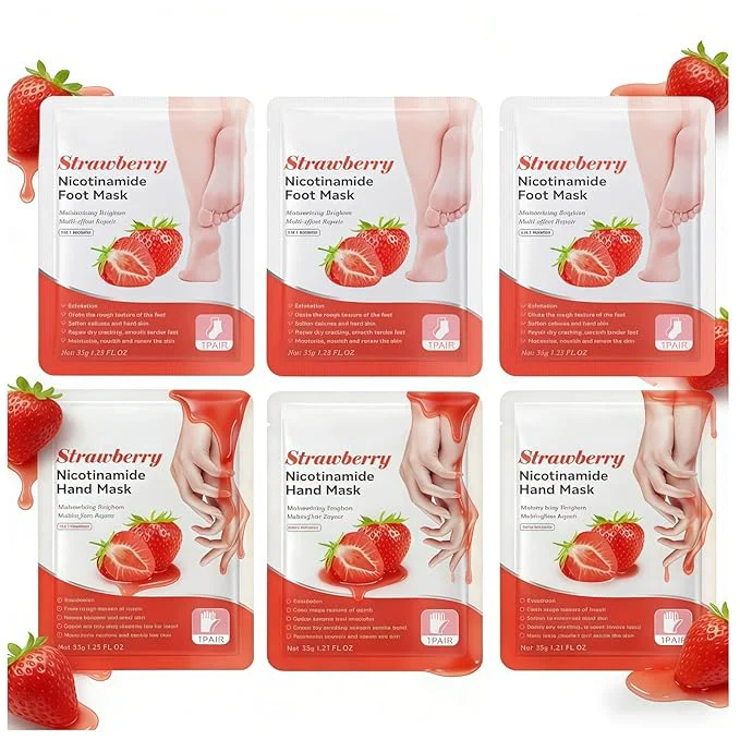 Quality 6-Pack Strawberry Nicotinamide Hand Foot Mask Luxury