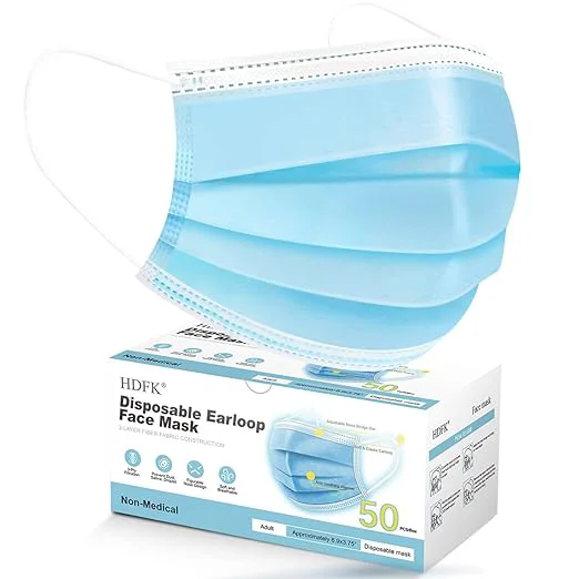 Dependable HDFK Face Mask Disposable Adults 3Ply Non-Woven First-Class