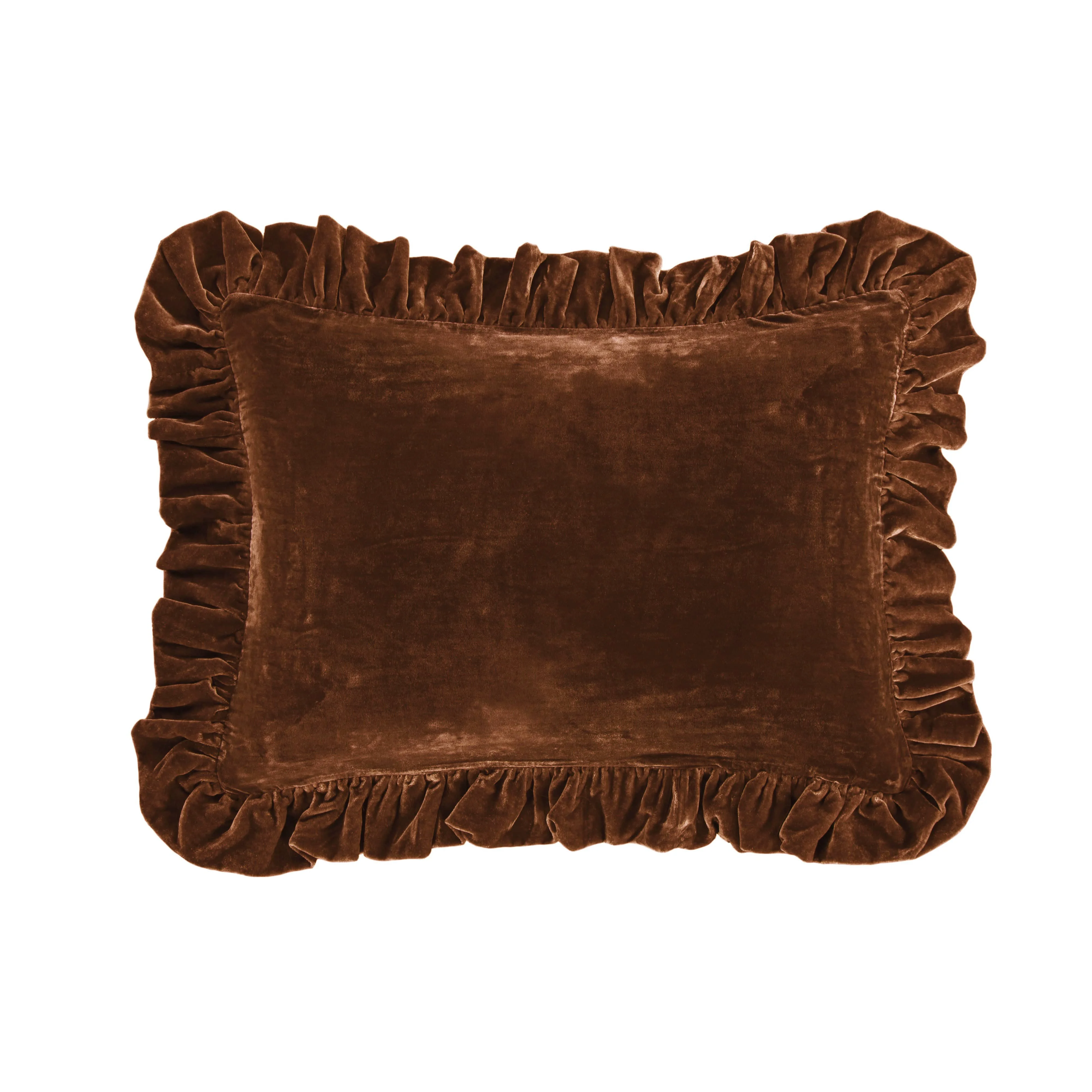 Elite Stella Faux Silk Velvet Ruffled Oblong Pillow Carefully Designed