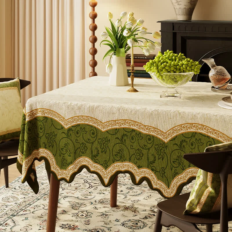 Outstanding Ownkoti Vintage Botanical Scalloped Edge Tablecloth Solid