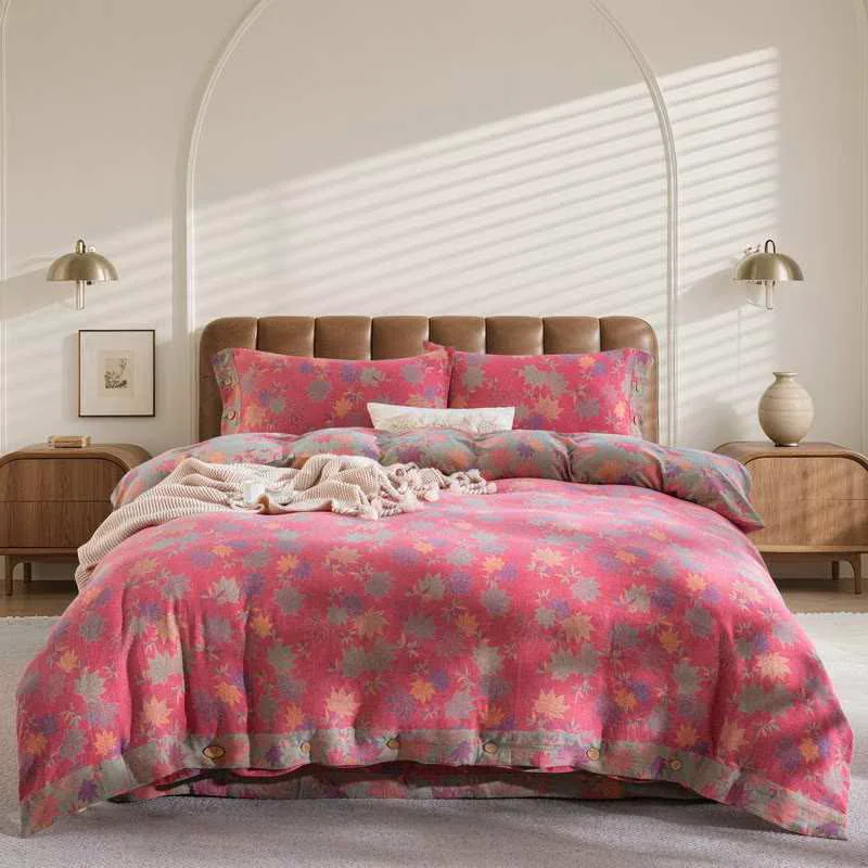 Smart Ownkoti Rustic Maple Leaf Cotton Bedding Set 4PCS Certified