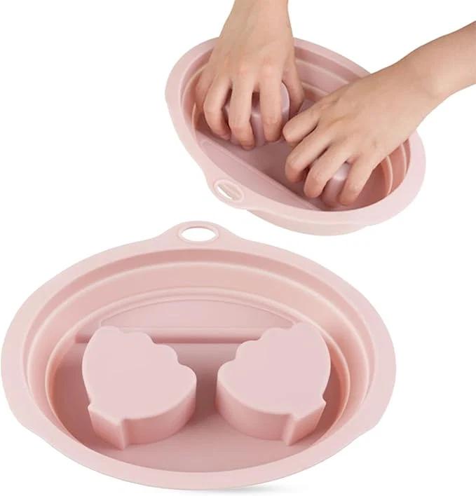 Recyclable Silicone Hand Soaking Bowl for Nail Art Manicures – Foldable Dual Hand Spa Exclusive