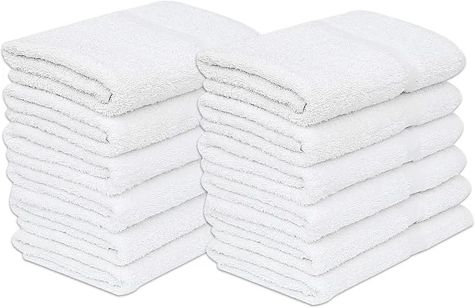 Safe GOLD TEXTILES 12 White Economy Bath Towels Bulk Cotton Blend Comfortable