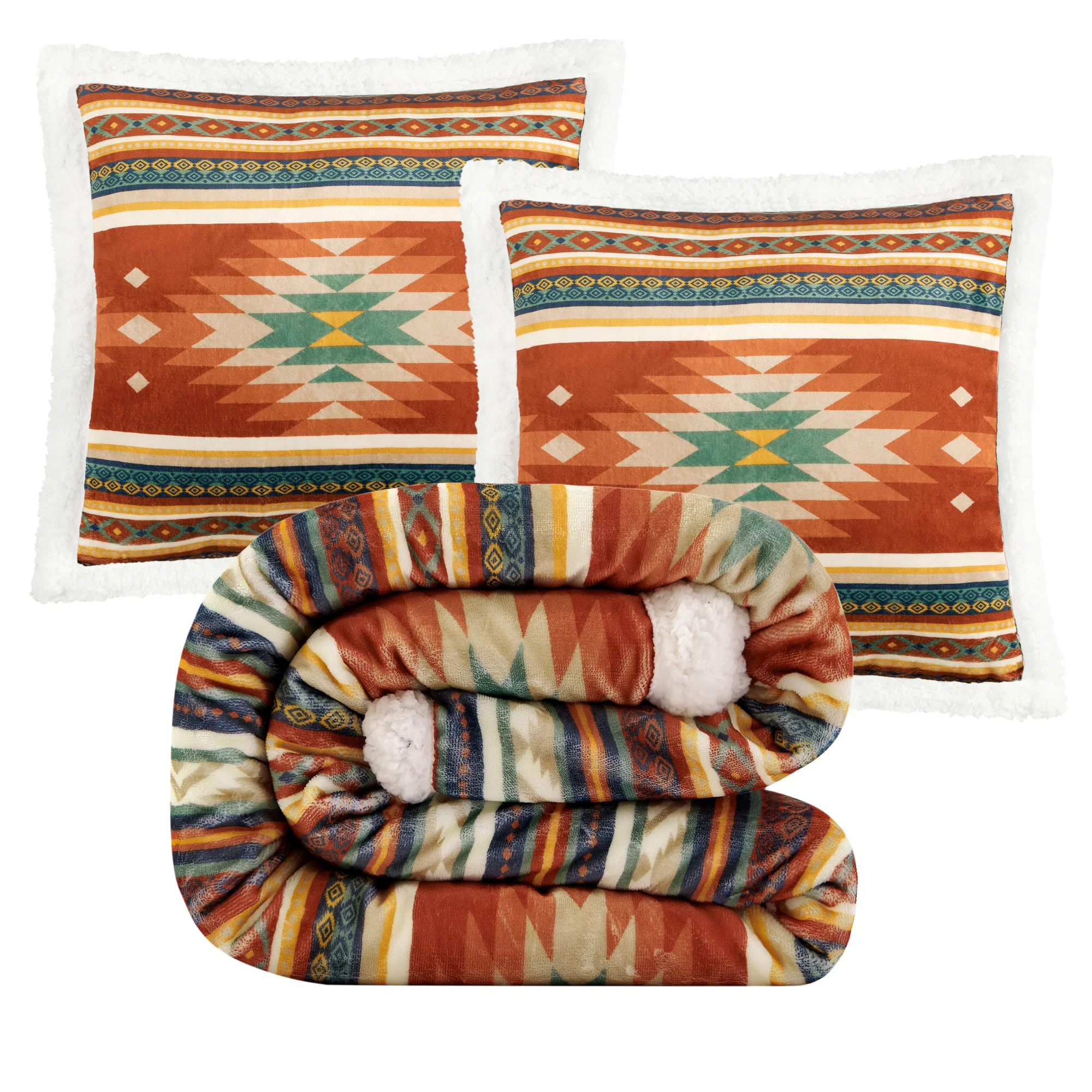 Optimized Del Sol Campfire Sherpa Throw Set 3 Pc High-End