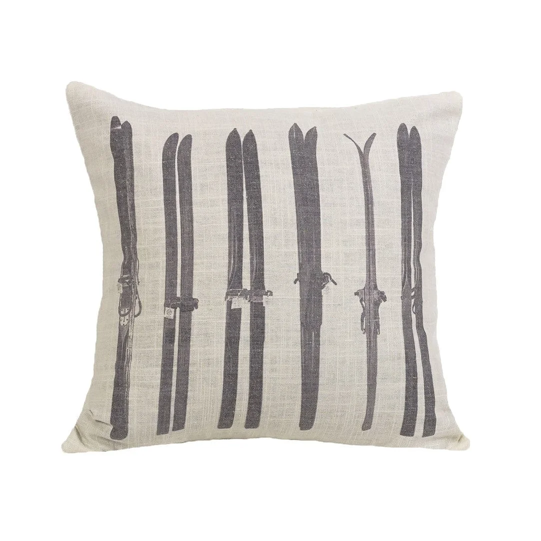 Modern Gray Printed Ski Throw Pillow Premium
