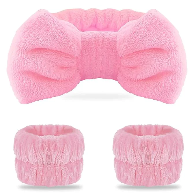 Easy-to-Use WSYUB Pink Spa Headband and Wristband Set Trendy