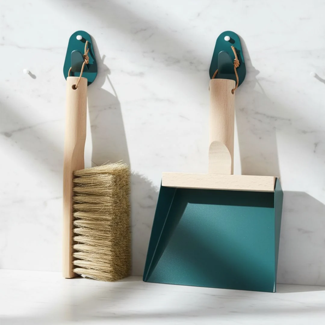 High-Performance Andree Jardin quot Mr amp Mrs Clynk quot Storm Blue NATURAL Hand Brush Dustpan and Wall Hooks High-Quality