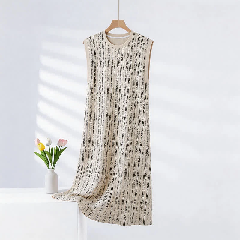 Responsible Ownkoti Artistic Line-inspired Cotton Sleeveless Nightgown Fine Crafted