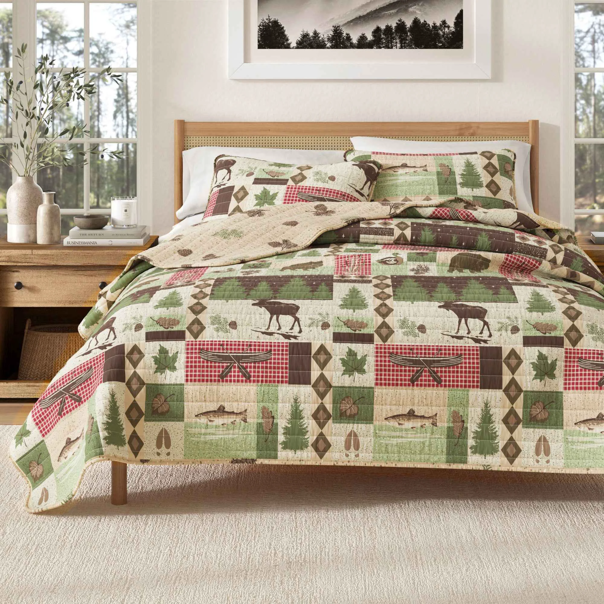 Stylish Wilder Collection 3 Piece Lodge Quilt Set Powerful