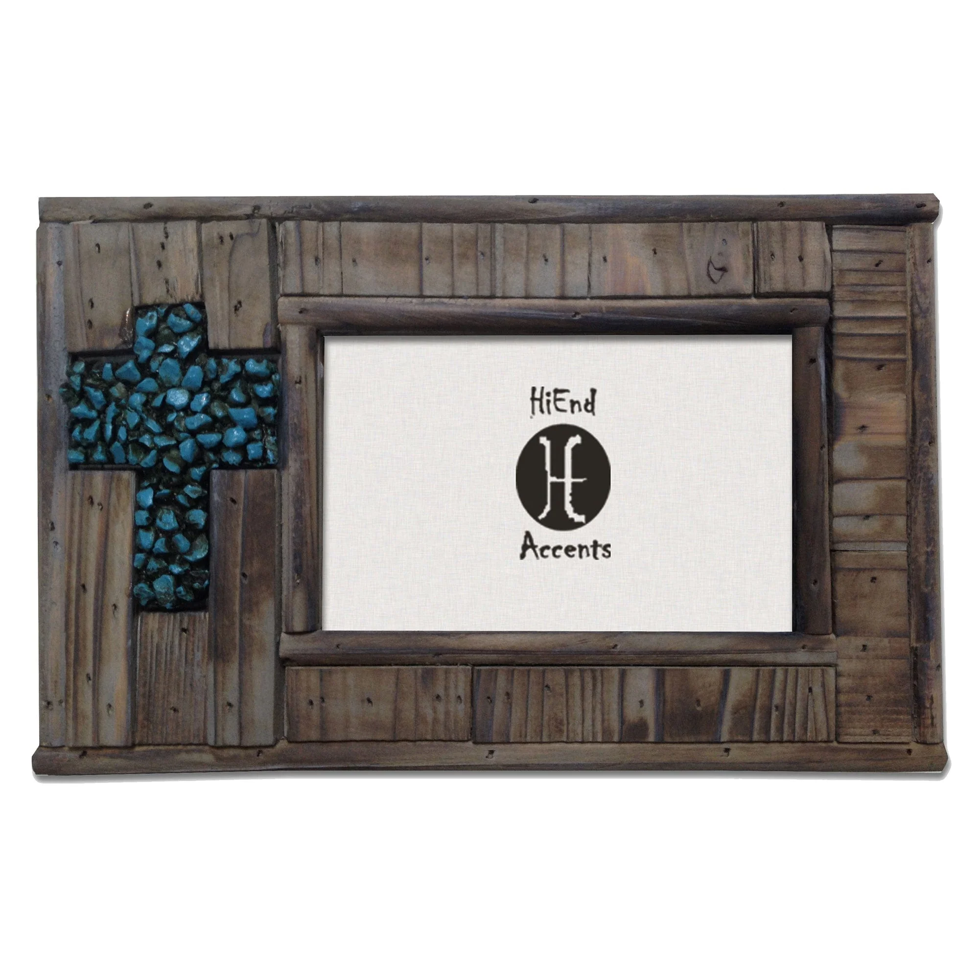 Casual Wooden Turquoise Rock Cross Picture Frame Eco-Friendly