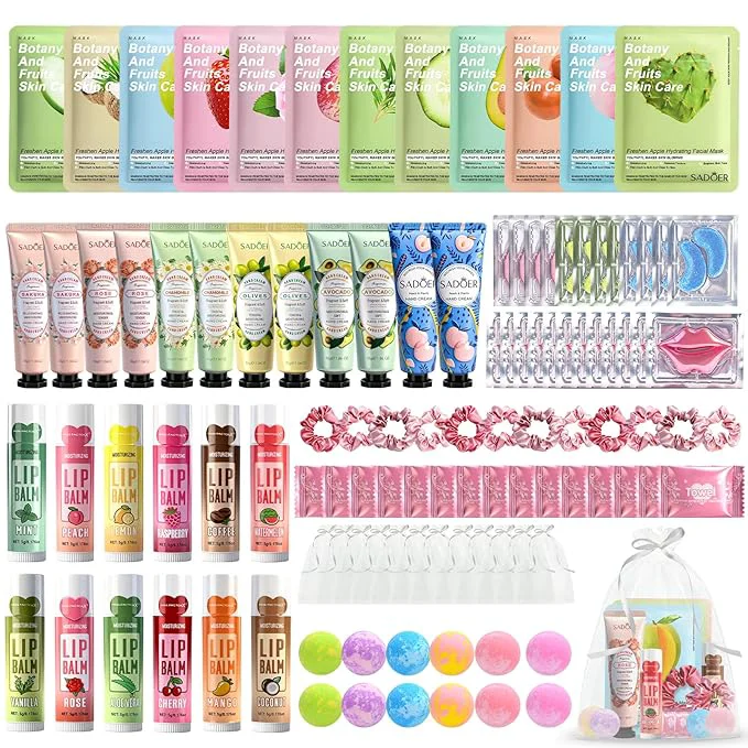 Innovative 108 PCS Spa Party Supplies for Girls Include Facial Masks Lip Balms Eye Specialty