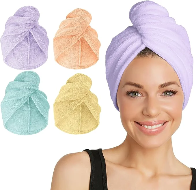 Healthy Turbie Twist 4-Pack Microfiber Hair Towel Luxury