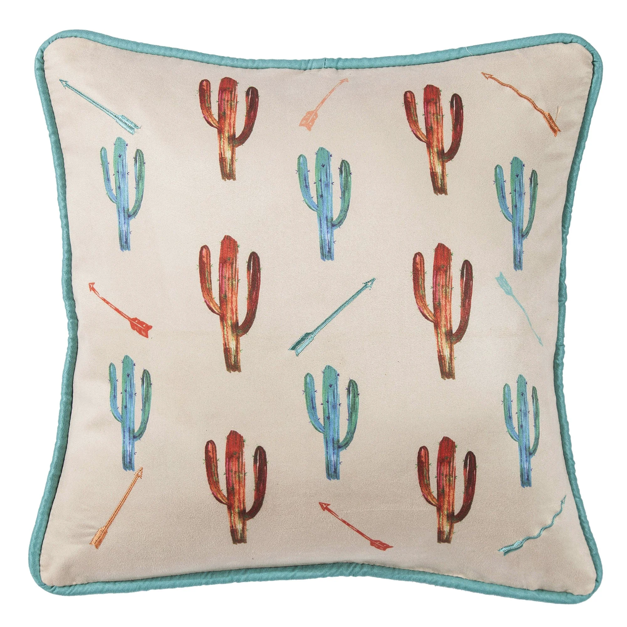 Detailed Serape Cactus Throw Pillow with Embroidery Details Breathable