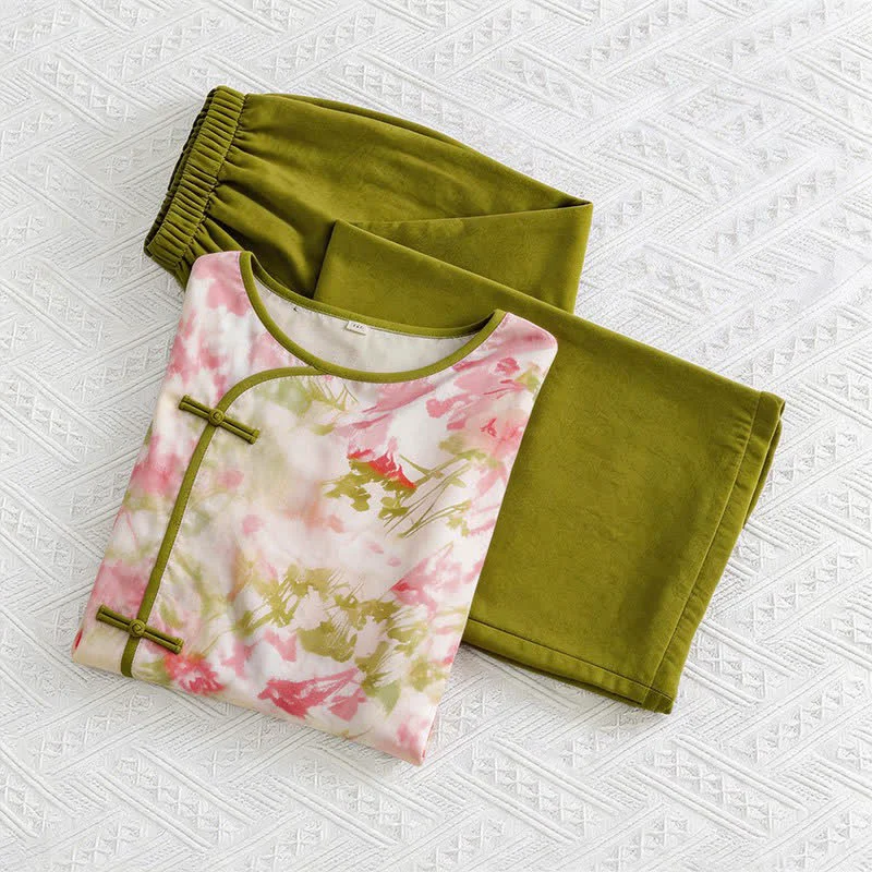 Efficient Ownkoti Oriental Cherry Blossom-Inspired Pajama Set Clean