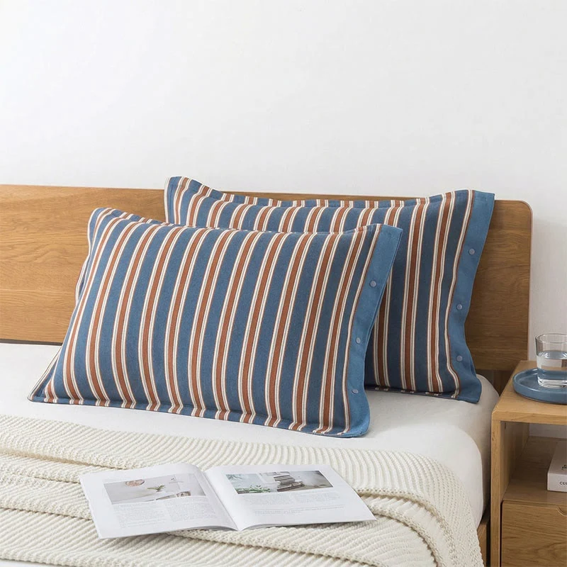 Efficient Ownkoti Classic Vertical Stripe Button Pillowcases 2PCS Organic