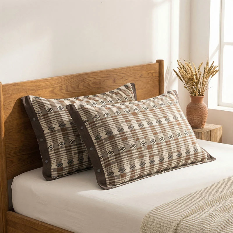 Responsible Ownkoti Diamond Button Cotton Pillowcases 2PCS Eco-Friendly