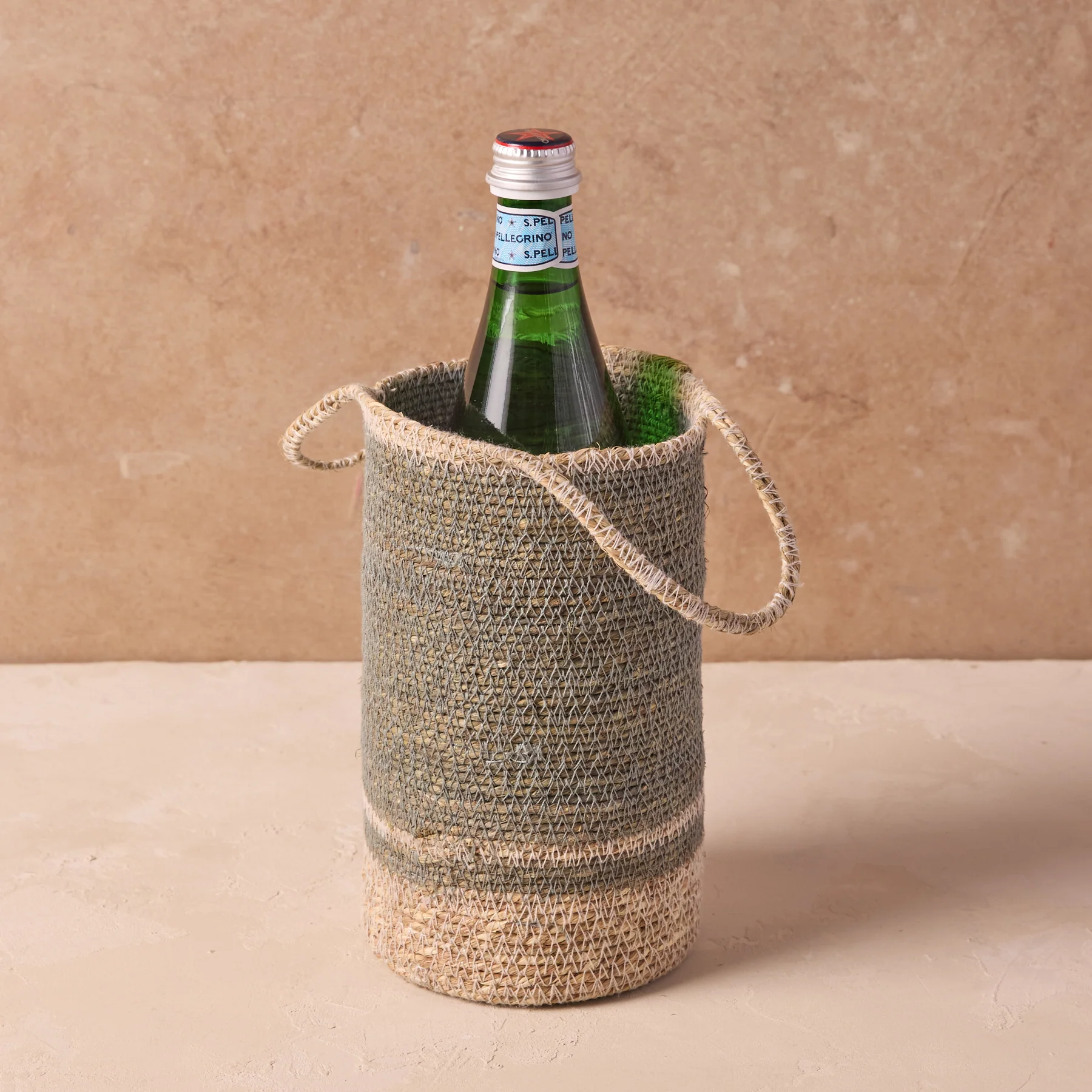 User-Friendly Hydra Woven Seagrass Bottle Holder Seafoam Artisan