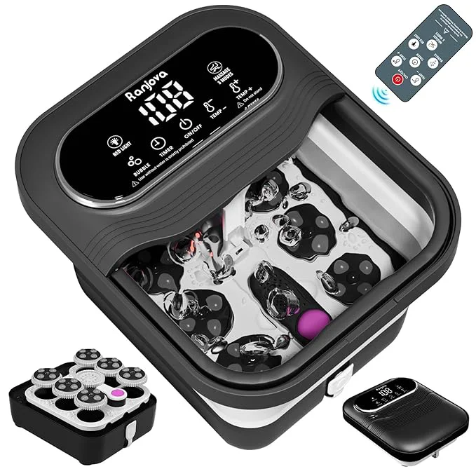 Superior Ranjova Collapsible Foot Spa Electric Rotary Massage Foot Bath Solid