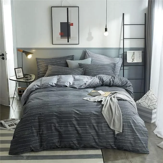 Superior mixinni Comforter Twin Twin XL College Dorm Modern 3 Piece Grey Geometric Striped Pattern Comforter Set Men Boys for All Season 1 Soft Fluffy Reversible Comforter and Two Pillowcases-Twin XL Size Contemporary